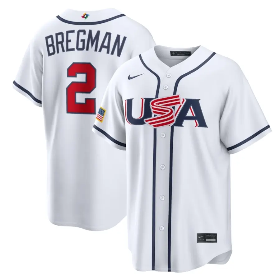 USA Baseball Alex Bregman White 2026 World Baseball Classic Home Stadium Jersey