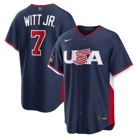 USA Baseball Bobby Witt Jr. Navy 2026 World Baseball Classic Road Stadium Jersey