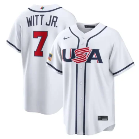 USA Baseball Bobby Witt Jr. White 2026 World Baseball Classic Home Stadium Jersey