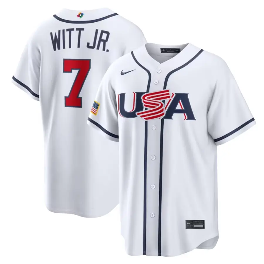 USA Baseball Bobby Witt Jr. White 2026 World Baseball Classic Home Stadium Jersey