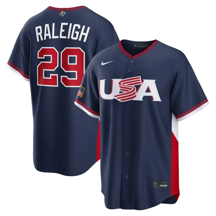 USA Baseball Cal Raleigh Navy 2026 World Baseball Classic Road Stadium Jersey