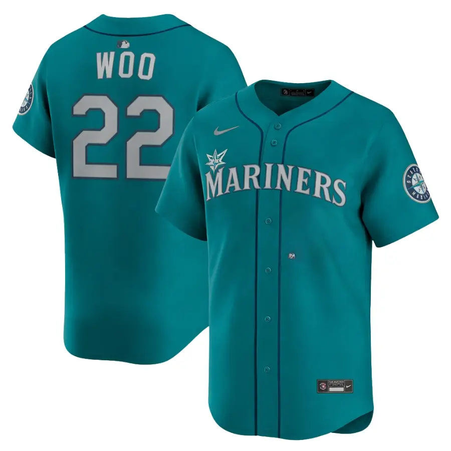 Bryan Woo Seattle MarinersTeal Alternate Jersey