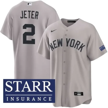 Derek Jeter New York Yankees Road Starr Patch Jersey
