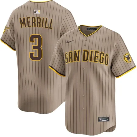 Jackson Merrill San Diego Padres Khaki Alternate Limited Jerse