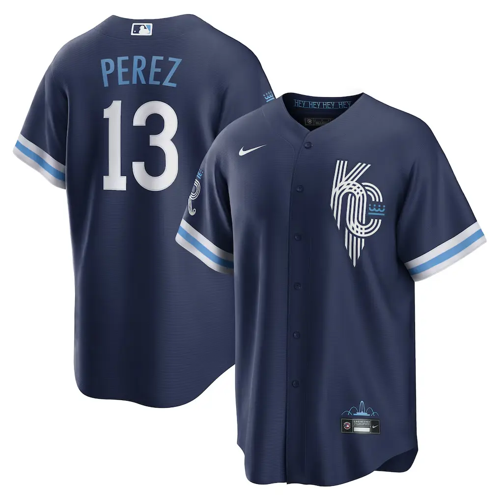 Kansas City Royals Salvador Perez Nike Navy City Connect Player Jersey