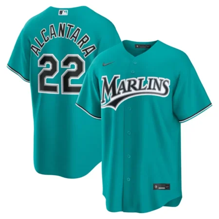 Miami Marlins Sandy Alcantara Teal Alternate Stadium Jersey