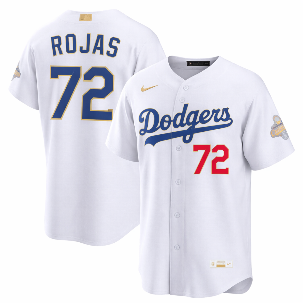 Miguel Rojas #72 Dodgers White 2026 Gold Collection Stadium Jersey