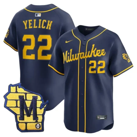 Milwaukee Brewers Christian Yelich Navy Alternate Limited Jersey