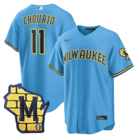 Milwaukee Brewers Jackson Chourio Light Blue Road Jersey