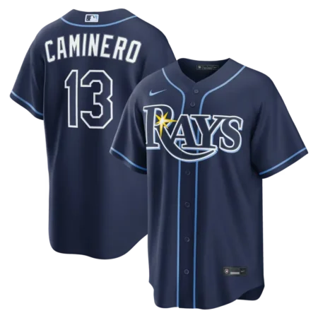 Tampa Bay Rays Junior Caminero Nike Navy Road Jersey