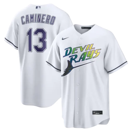 Tampa Bay Rays Junior Caminero Nike White Alternate 2 Jersey