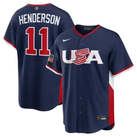 USA Gunnar Henderson Navy 2026 World Baseball Classic Jersey Stitched