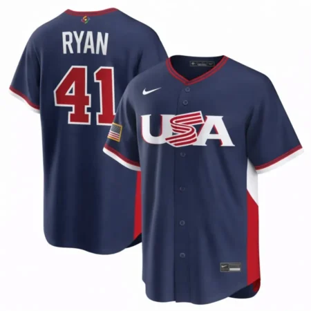 USA Joe Ryan Navy 2026 World Baseball Classic Jersey Stitched