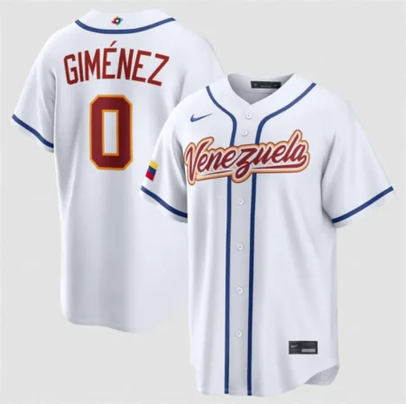 Venezuela Baseball #0 Andrés Giménez White 2026 World Baseball Classic Home Stadium Stitched Jersey