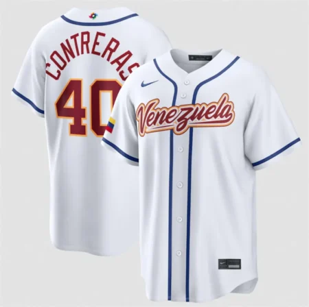 Venezuela Baseball #40 Willson Contreras White 2026 World Baseball Classic Home Stadium Stitched Jersey