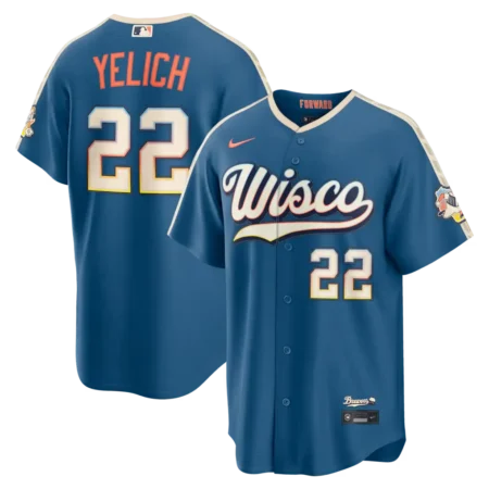 Brewers Christian Yelich Mineral Blue 2026 City Connect Jersey Stitched