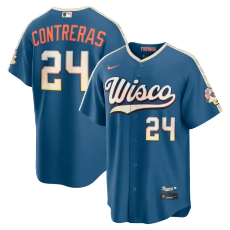 Brewers William Contreras Mineral Blue 2026 City Connect Jersey Stitched