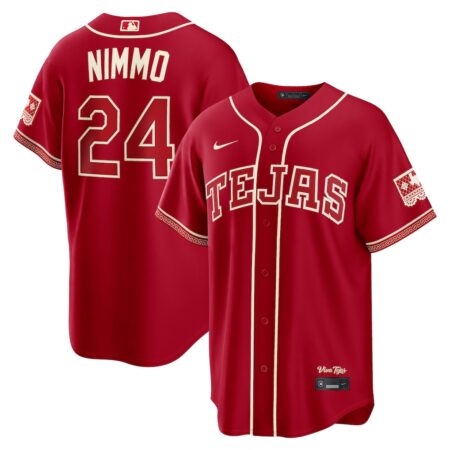Men's Texas Rangers Brandon Nimmo Nike Red 2026 City Connect Stadium Jersey