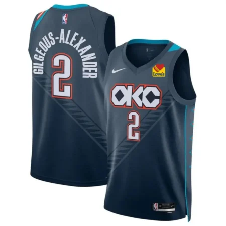 Oklahoma City Thunder #2 Shai Gilgeous-Alexander Navy 2025-26 City Edition Jersey Stitched